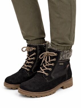 Size 7.5 (EU 38) Remonte D7466-02 Women’s Hiker Boots Black Taupe Lace